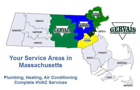Gervais Plumbing Heating & Air Conditioning has one of the largest service fleets for 24 Hour Emergency Plumbing, Heating & Air Conditioning Systems in Massachusetts